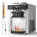 Commercial Ice Cream Machine, 20-28L/H Yield, 2200W 3-Flavor Countertop Soft Serve Ice Cream Maker, Pre-Cooling Self-Cleaning for Snack Dessert Shops
