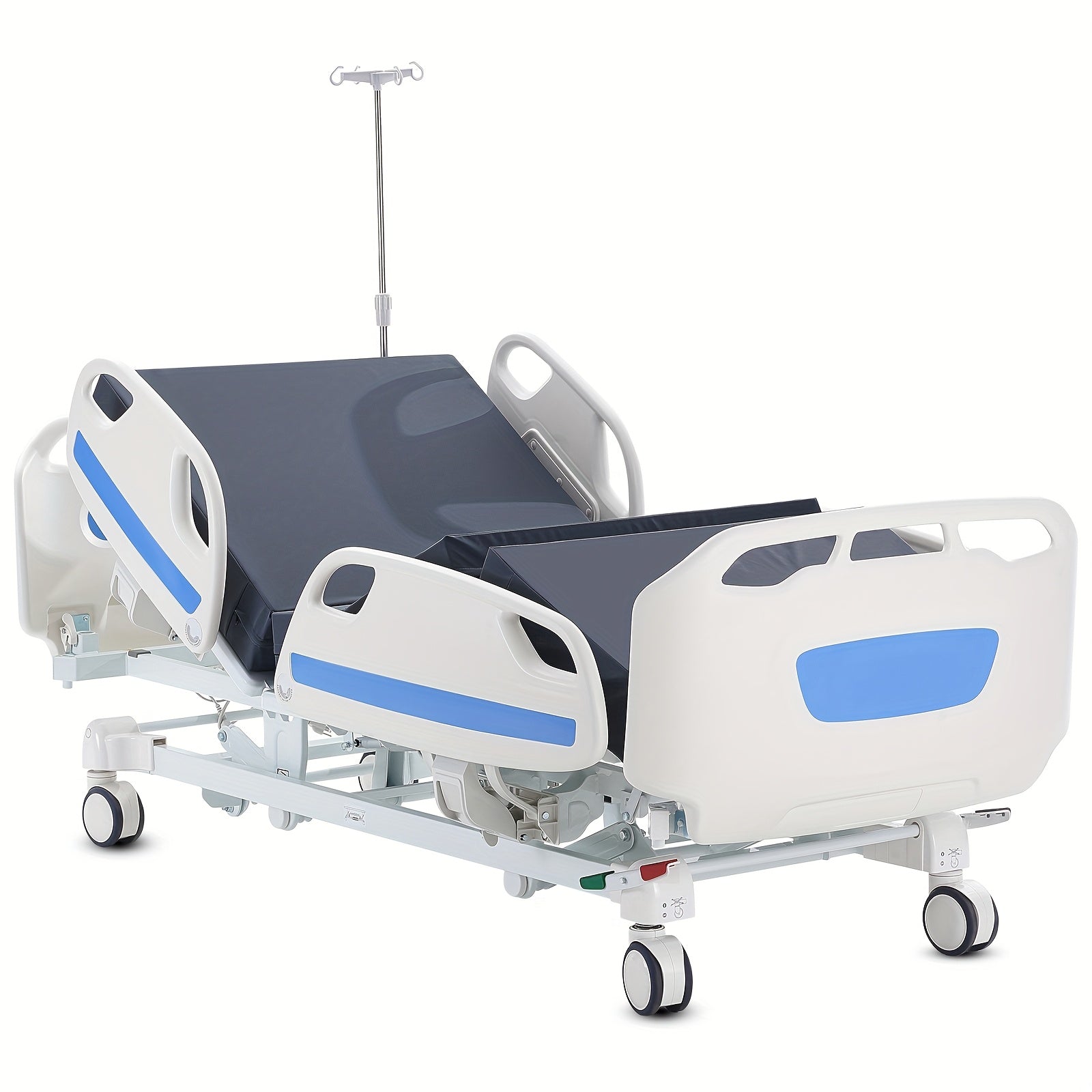Happybuy Premium 5-Function Full Electric Hospital Bed, ICU Electric Bed With Trendelenburg & Reverse Trendelenburg, 5-Inch Locking Casters & IV Pole, 550LBS Capacity For Home & Hospital Use