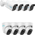 REOLINK 8 pcs PoE Outdoor Home Security Cameras Bundle, 8MP Surveillance, Smart Person Vehicle Pet Detection, Timelapse, 100ft Night Vision, Up to 256GB SD Card, 4X RLC - 810A 4X RLC - 820A