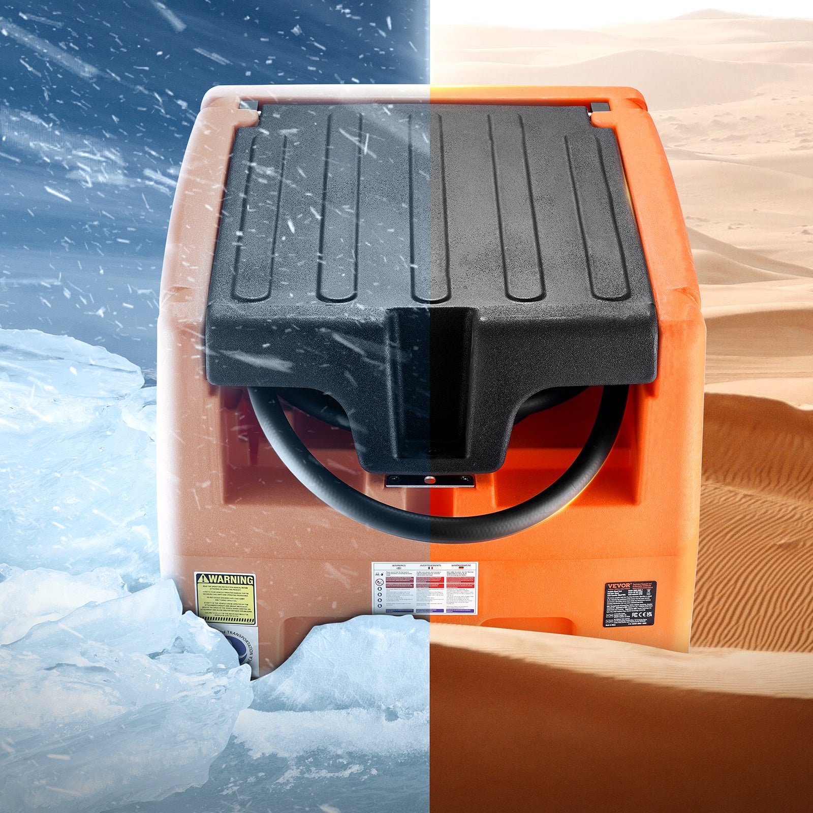 Portable Diesel Tank 48 Gal Fuel Tank with 12V Electric Transfer Pump Orange/Red