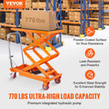 Hydraulic Lift Table Cart, 770/1760lbs Capacity 59" Lifting Height, Manual Double Scissor Lift Table with 4 Wheels and Non-slip Pad, Hydraulic Scissor Cart for Material Handling and Transportation