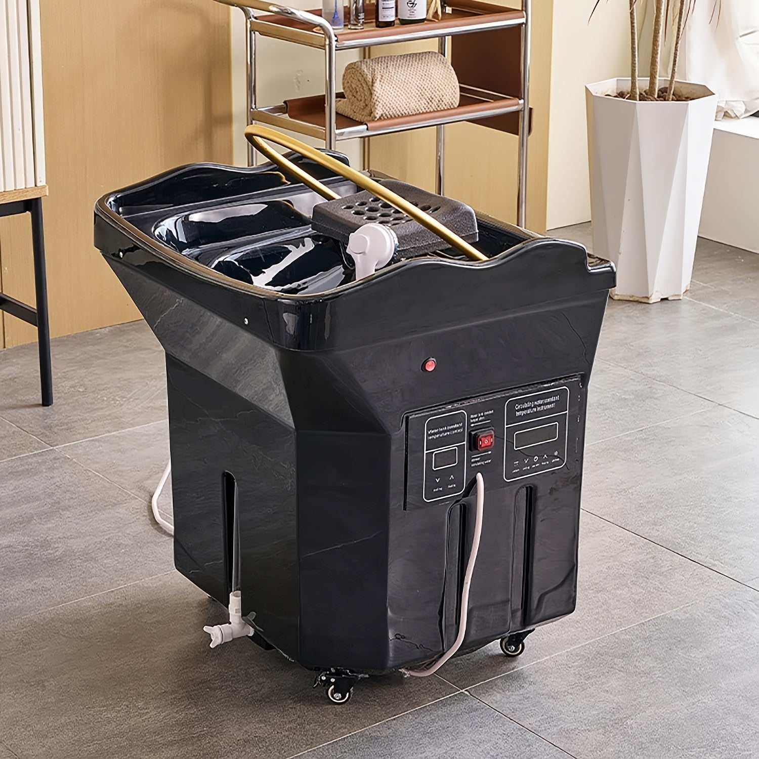 Equipment for Head Spa, Featuring a 360° Cycle Rinse, a Large 15.85gal Water Tank, a Shampoo Basin for Water Therapy, And Light Therapy Along with Fumigation for Hair Relaxation