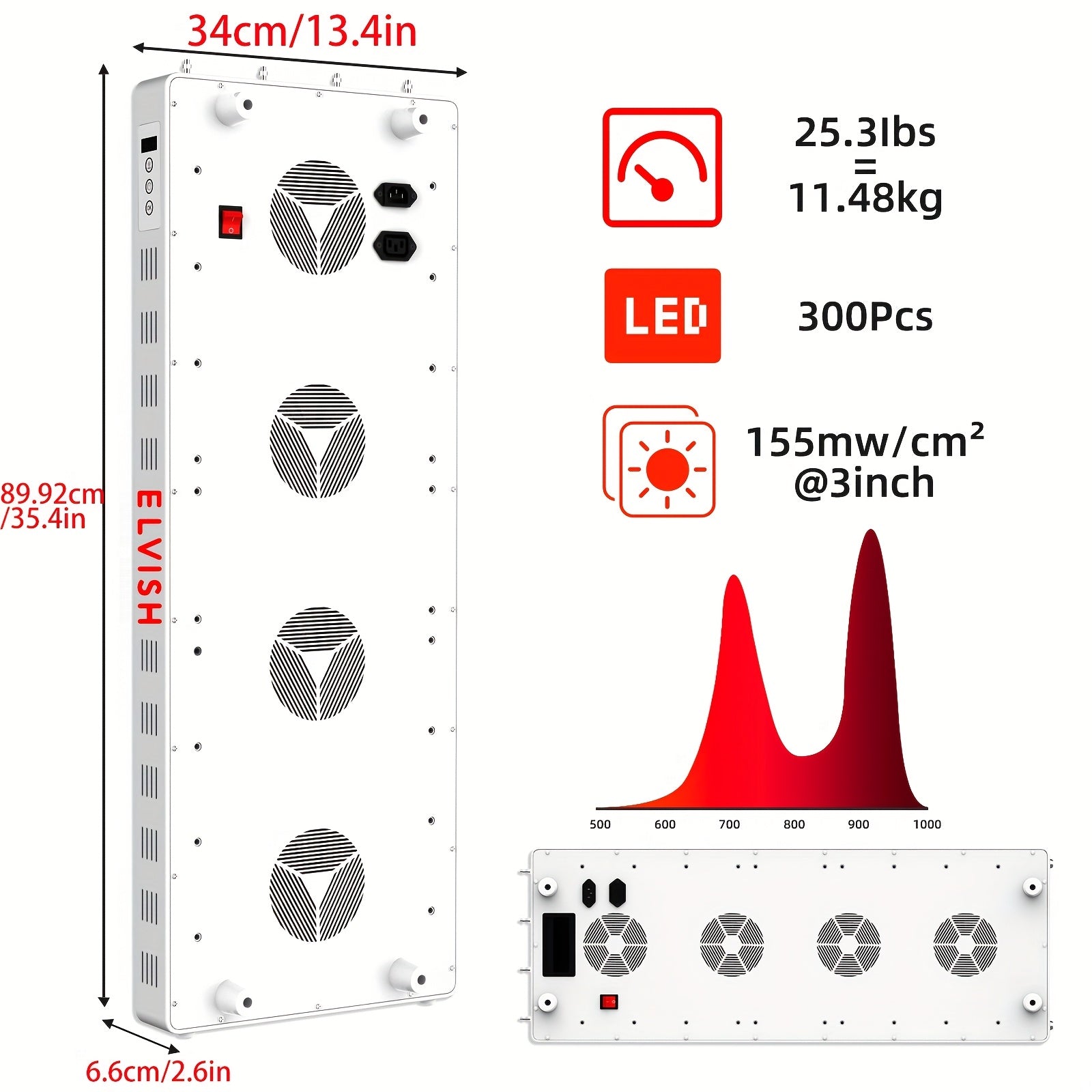 Red Light Therapy Panel, 660 Nm 850 Nm, Built-In Timer, 300 Leds for Sleep Promotion, Body Strengthening, Fatigue Relief And More (White E1500). Suitable for Both Men And Women, Holiday Gift