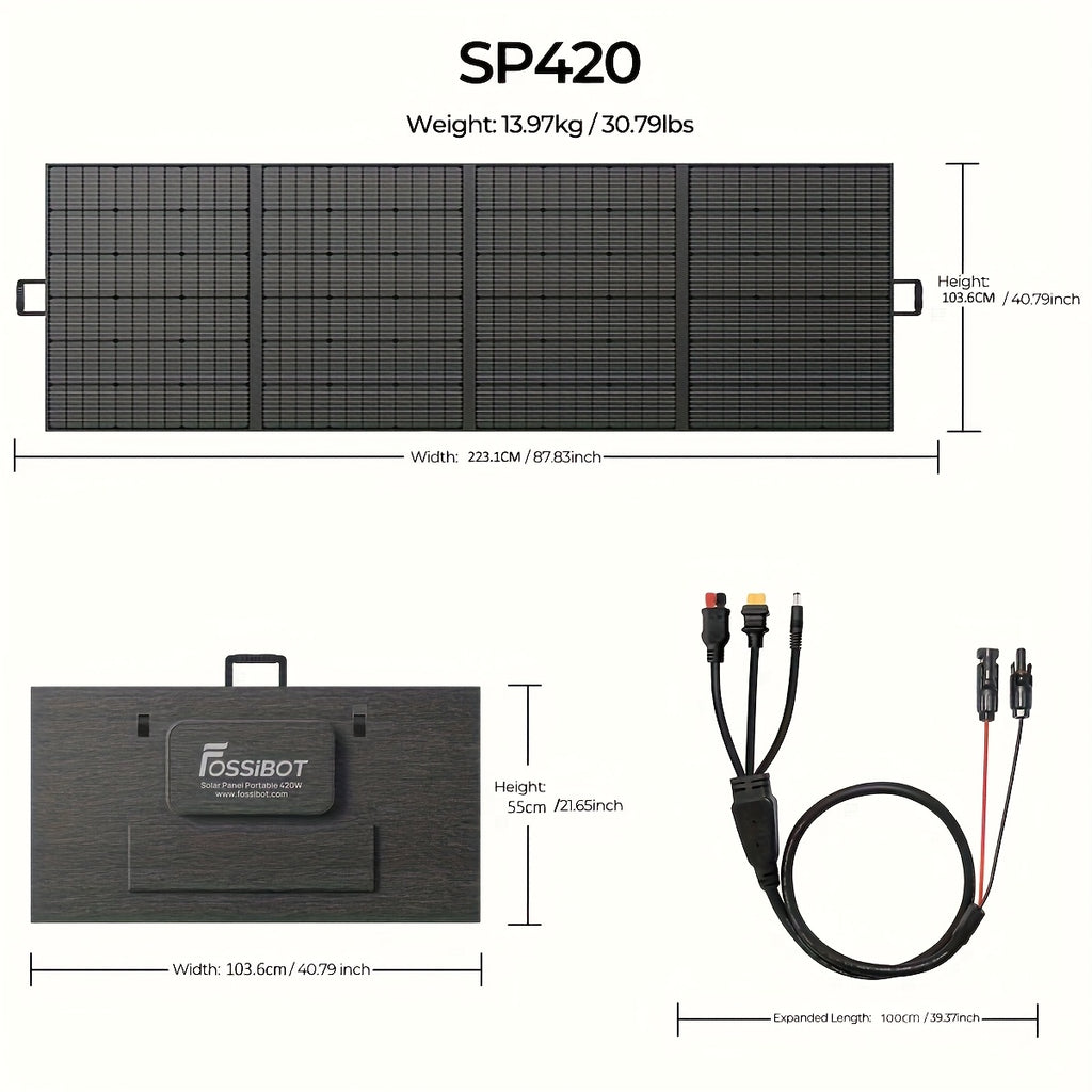FOSSiBOT F3600 Pro 3840Wh Portable Power Station + 1 X 420W Collapsible Solar Panel 3600W Solar Generator And Li-Iron Phosphate Batteries 1.8H Fast Charge, 5x120V AC Outlet for Home, Camping, Emergency Fast Energy Storage.