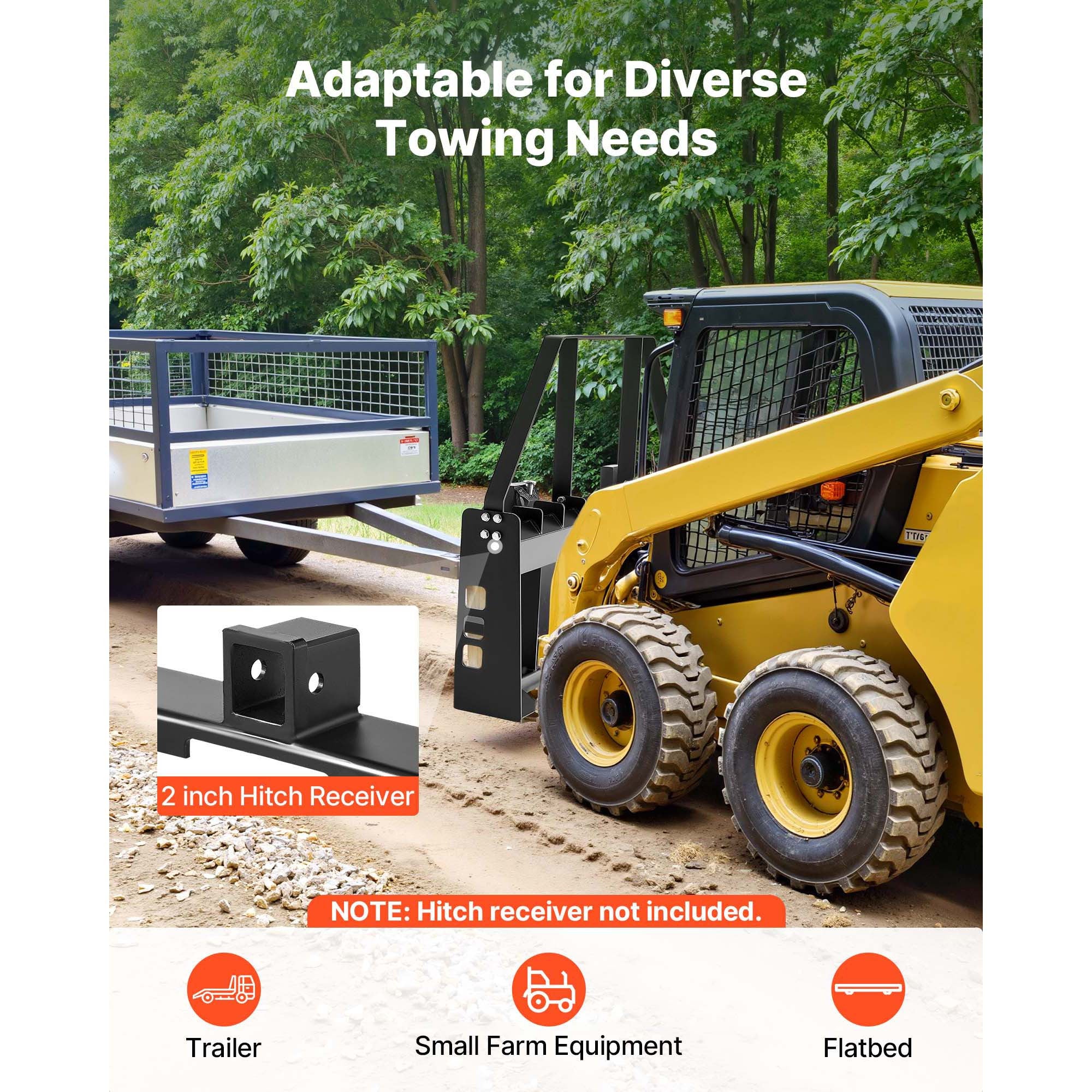 Pallet Fork Frame Attachment with 48-inch Skid Steer Pallet Forks 4000 lbs