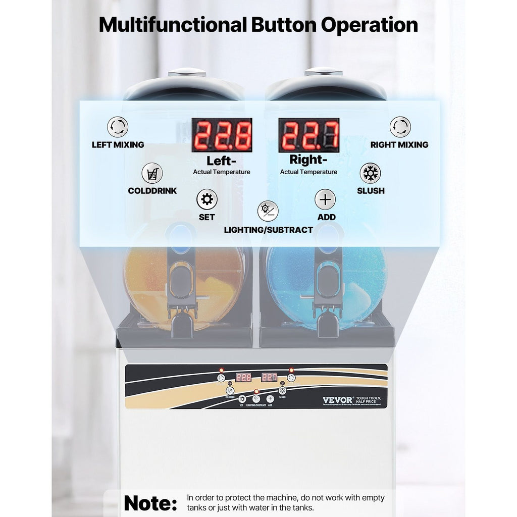 Commercial Slushy Machine 15Lx2 Tank Margarita Smoothie Frozen Drink Maker