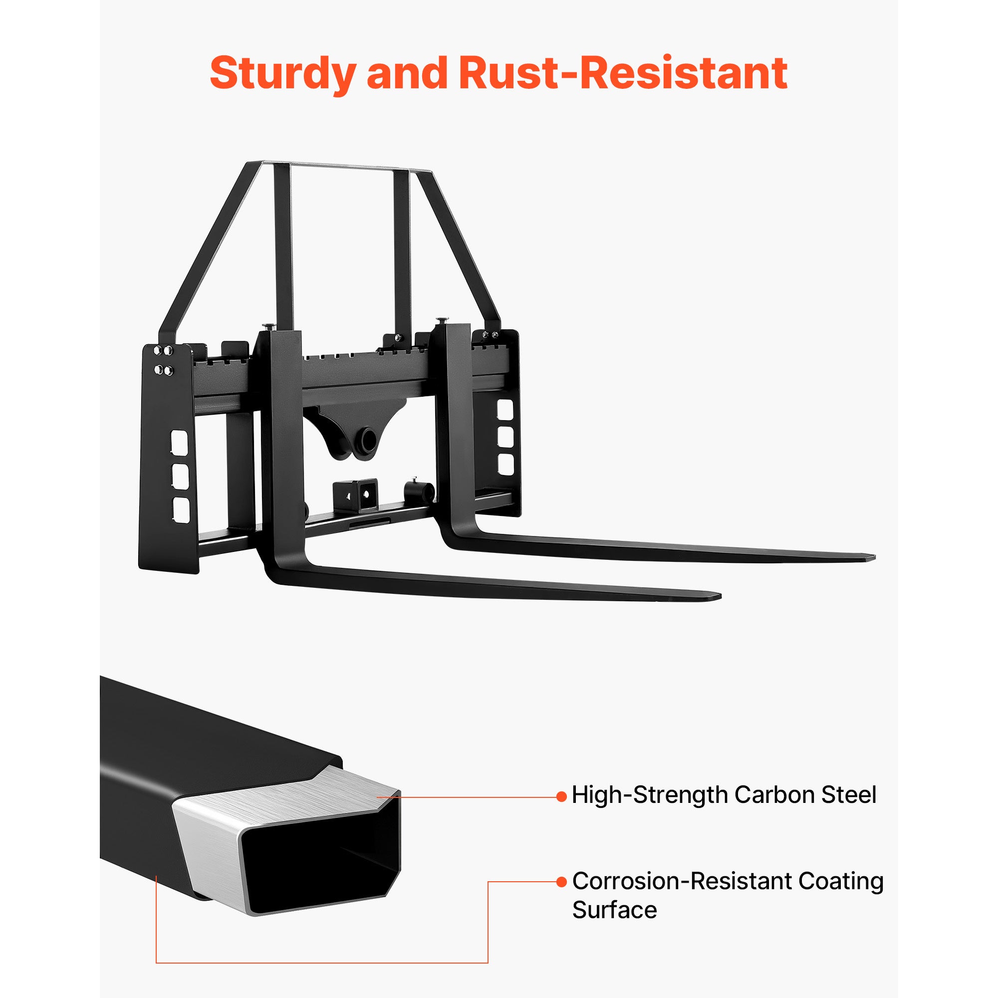 Pallet Fork Frame Attachment with 48-inch Skid Steer Pallet Forks 4000 lbs