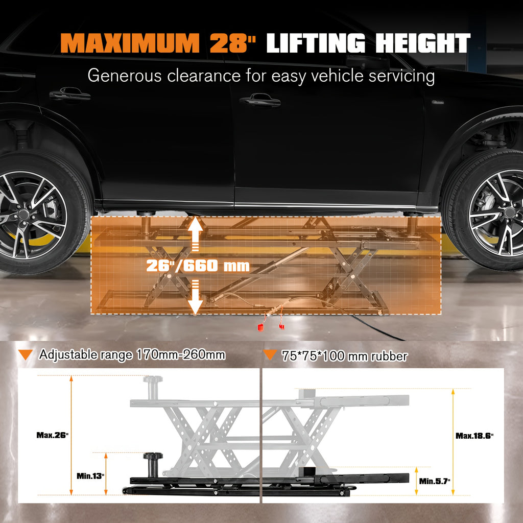 Portable Car Lift, Capable Of Lifting 7000 LBS/5000 LBS Quick Jack With A Maximum Height Of 28", Car Lifts For Home Garage And Shop, Black