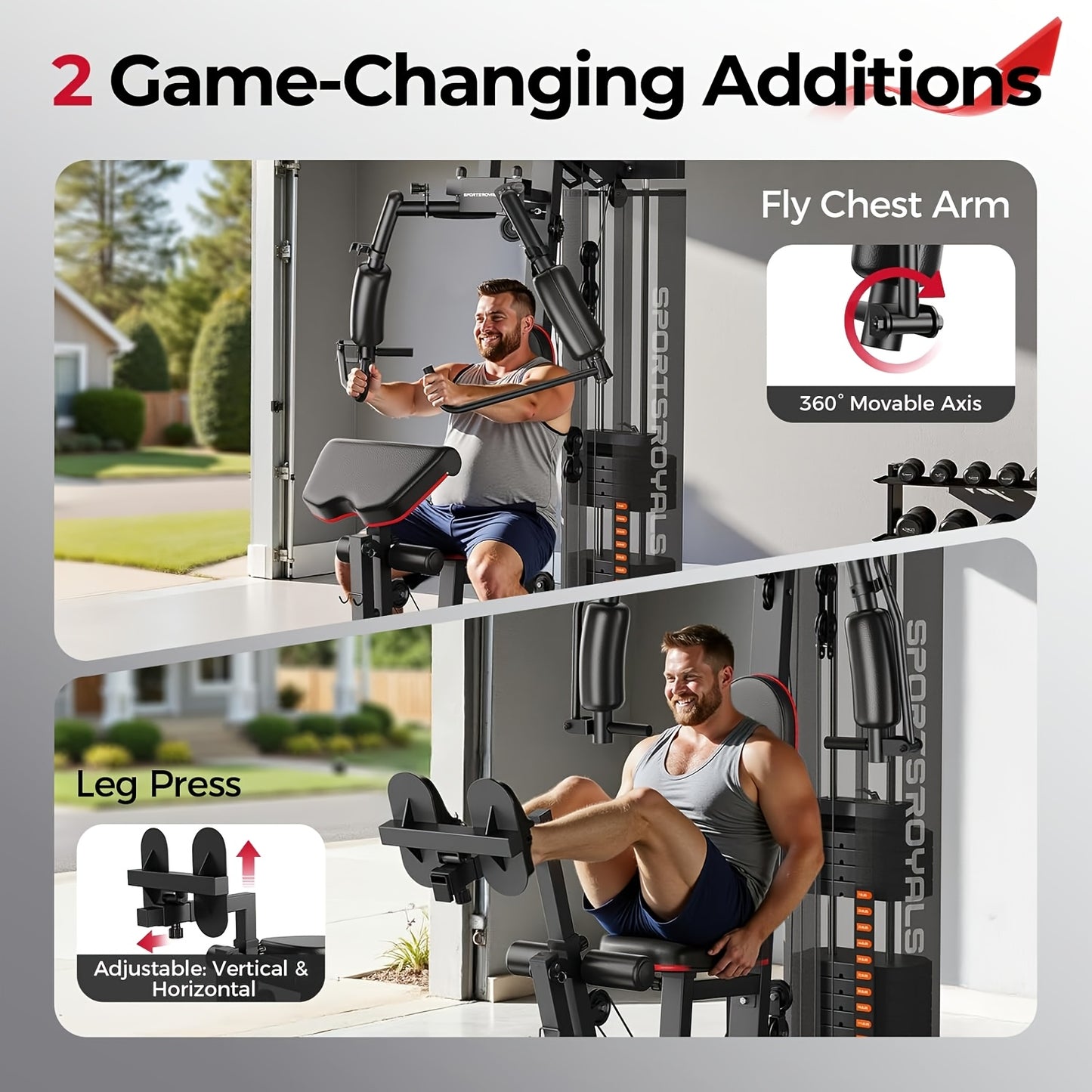Multifunctional for home Gym Equipment, 150LBS Rustproof Weight Stack All-In-One Workout Machine, 35+ Exercise Functions with Adjustable Seat & Pulley System, Stable H-Base Full Body Trainer for Home, Garage & Apartment, Without Battery