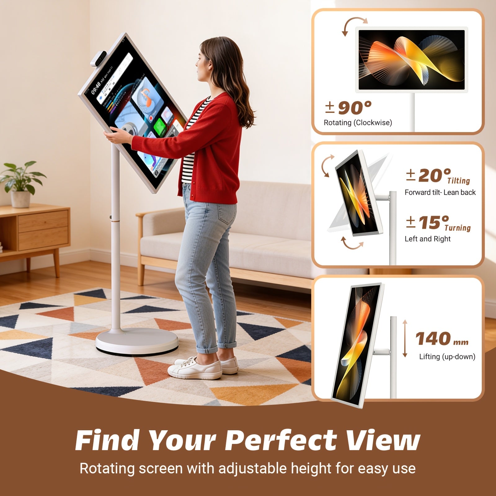Apolosign 32" 4K UHD Giant Tablet On Wheels Portable Smart TV Touchscreen Gaming Monitor