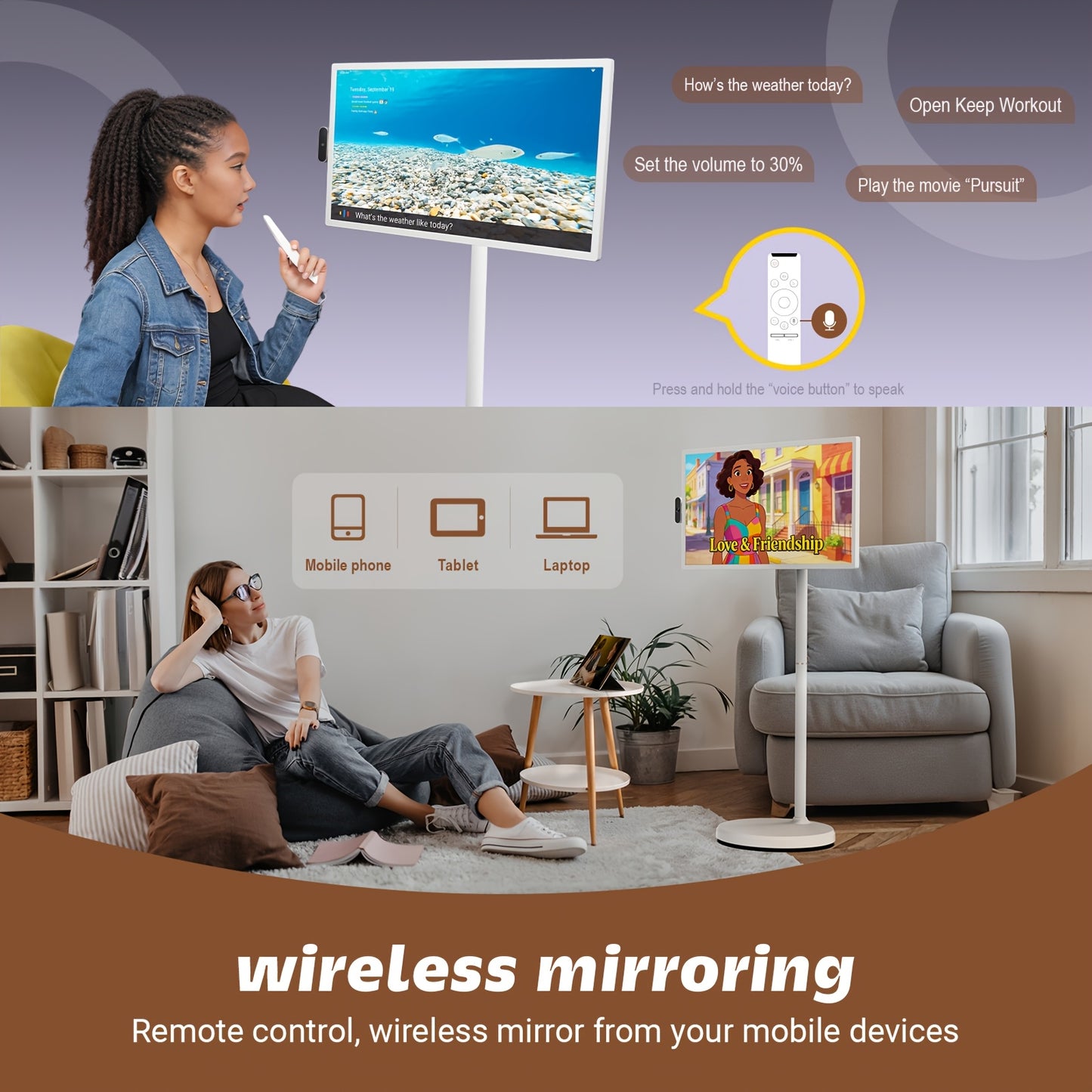 Apolosign 32" 4K UHD Giant Tablet On Wheels Portable Smart TV Touchscreen Gaming Monitor