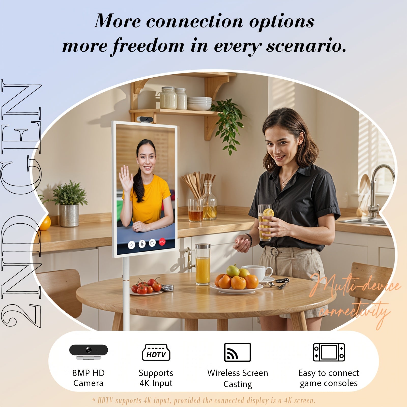 Holiday Upgrade Sensation, 32" UHD 4K Rotatable Touch Mobile Smart TV - Apolosign 2Nd Gen Portable Tv on Wheels, Touchscreen Monitor, 16GB+256GB, Wheel Portable & Voice Remote (Black Friday Must-Have), Tablet, Pad, Tablet, Pad