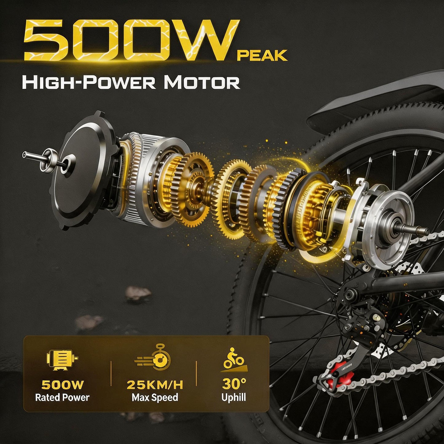 Electric Bike with Rear Hub Motor And Mechanical Disc Brake, Equipped with Removable Battery, 24-Hour Customer Service, Free Lock Tool Kit Phone Holder, 24-Inch Hub, 48V, 500W Motor, And Standard EBIKE Configuration. Father'S Day Gifts
