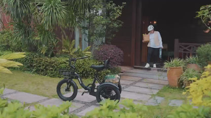 (June Member Day Priority Shopping)ESKUTE E Three-wheeled Electric Bicycle, Folding Electric Tricycle, 18X3.0 Wide Tires, Long-range 624Wh Battery